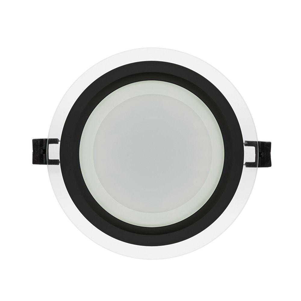 LED СТЪКЛЕН ПАНЕЛ ЗА ВГРАЖДАНЕ, КРЪГ, 18W, 4200K, 220-240V AC, IP44, ЧЕРЕН РИНГ