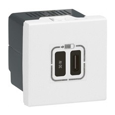 Розетка USB за зареждане тип C Power Delivery 30W 2 мод. цвят Бял Mosaic Legrand