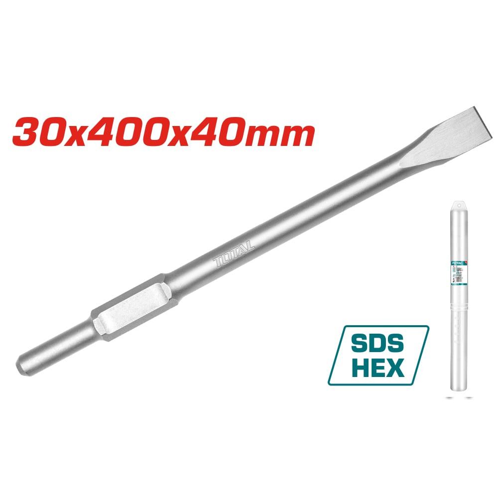 Длето плоско TOTAL, SDS HEX, 30 x 400 x 35 мм Длето плоско TOTAL, SDS HEX, 30 x 400 x 35 мм