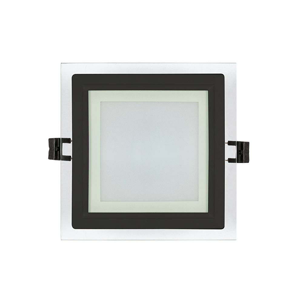 LED СТЪКЛЕН ПАНЕЛ ЗА ВГРАЖДАНЕ, КВАДРАТ, 6W, 4200K, 220V AC, IP44, ЧЕРЕН