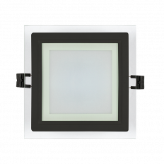 LED СТЪКЛЕН ПАНЕЛ ЗА ВГРАЖДАНЕ, КВАДРАТ, 18W, 4200K, 220V AC, IP44, ЧЕРЕН