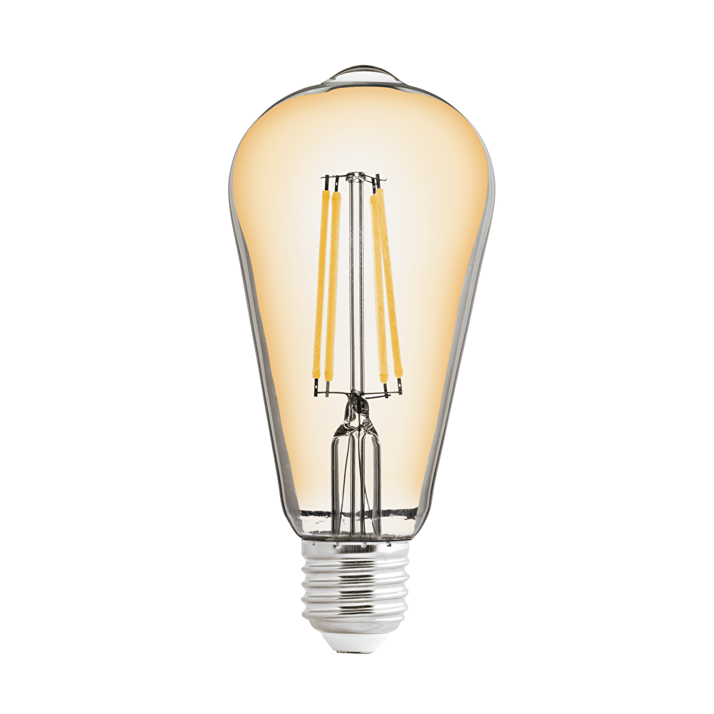 LED FILAMENT COB ЛАМПА КРУШКА, ДИМИРАЩА, 8W, E27, 2500K, 220-240V AC, АМБЪР, ST64
