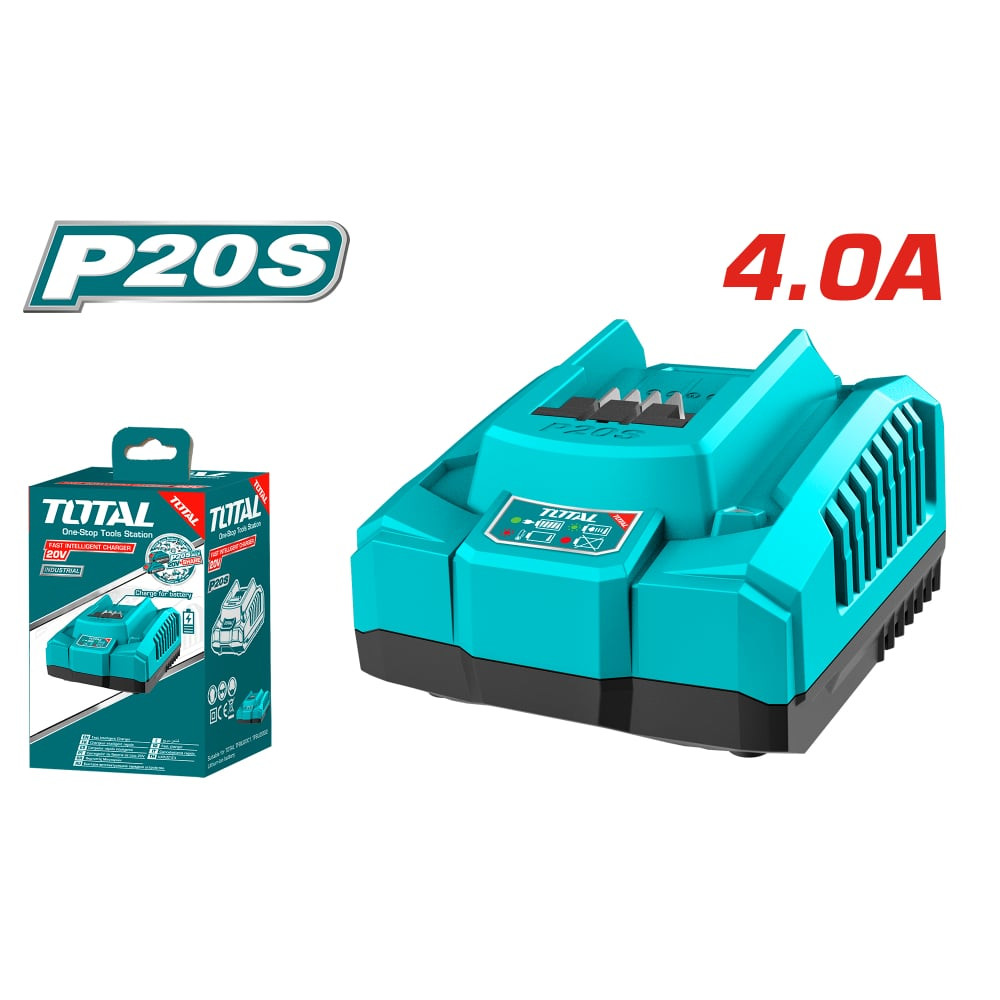 Зарядно устройство за Li-Ion батерии TOTAL INDUSTRIAL, 20 V, 4 A Зарядно устройство за Li-Ion батерии TOTAL INDUSTRIAL, 20 V, 4 A