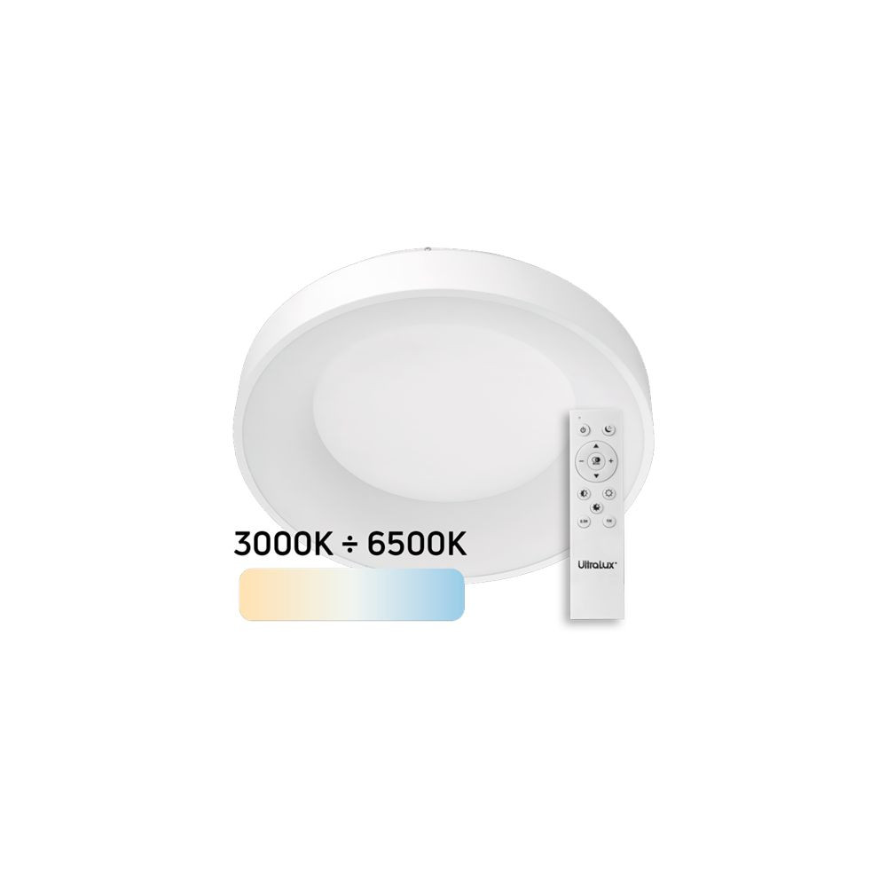 LED ДИМИРАЩА CCT ПЛАФОНИЕРА С ДИСТАНЦИОННО УПРАВЛЕНИЕ, БЯЛ, MAX. 72W, 3000K-6500К, 220-240V AC, КРЪГ, IP20