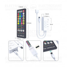WiFi МУЗИКАЛЕН RGB КОНТРОЛЕР С ДИСТАНЦИОННО ЗА ЛЕД ЛЕНТА 12-24V DC, 120W