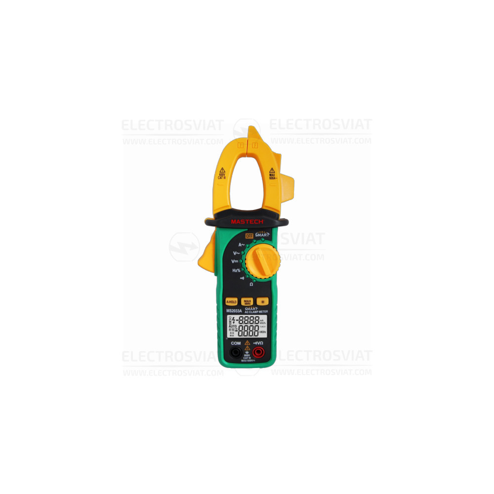 АМПЕРКЛЕЩИ, LCD(6000), VDC, VAC, AAC, OHM, HZ, MS2033A
