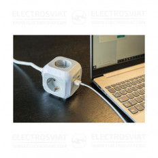 РАЗКЛОНИТЕЛ (ТИП КУБ) 4 ГНЕЗДА ШУКО С 2 USB ПОРТА, КАБЕЛ 1.4M, БЯЛ, ALEA-POWER, BRENNENSTUHL