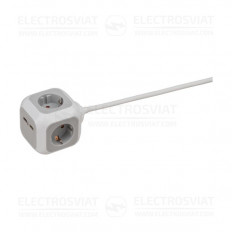 РАЗКЛОНИТЕЛ (ТИП КУБ) 4 ГНЕЗДА ШУКО С 2 USB ПОРТА, КАБЕЛ 1.4M, БЯЛ, ALEA-POWER, BRENNENSTUHL