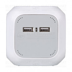 РАЗКЛОНИТЕЛ (ТИП КУБ) 4 ГНЕЗДА ШУКО С 2 USB ПОРТА, КАБЕЛ 1.4M, БЯЛ, ALEA-POWER, BRENNENSTUHL