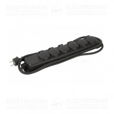 РАЗКЛОНИТЕЛ 6-ЦА, 3Х1.5MM2, 2M, IP44, ВЛАГОЗАЩИТЕН, ЧЕРЕН, POWER, BRENNENSTUHL