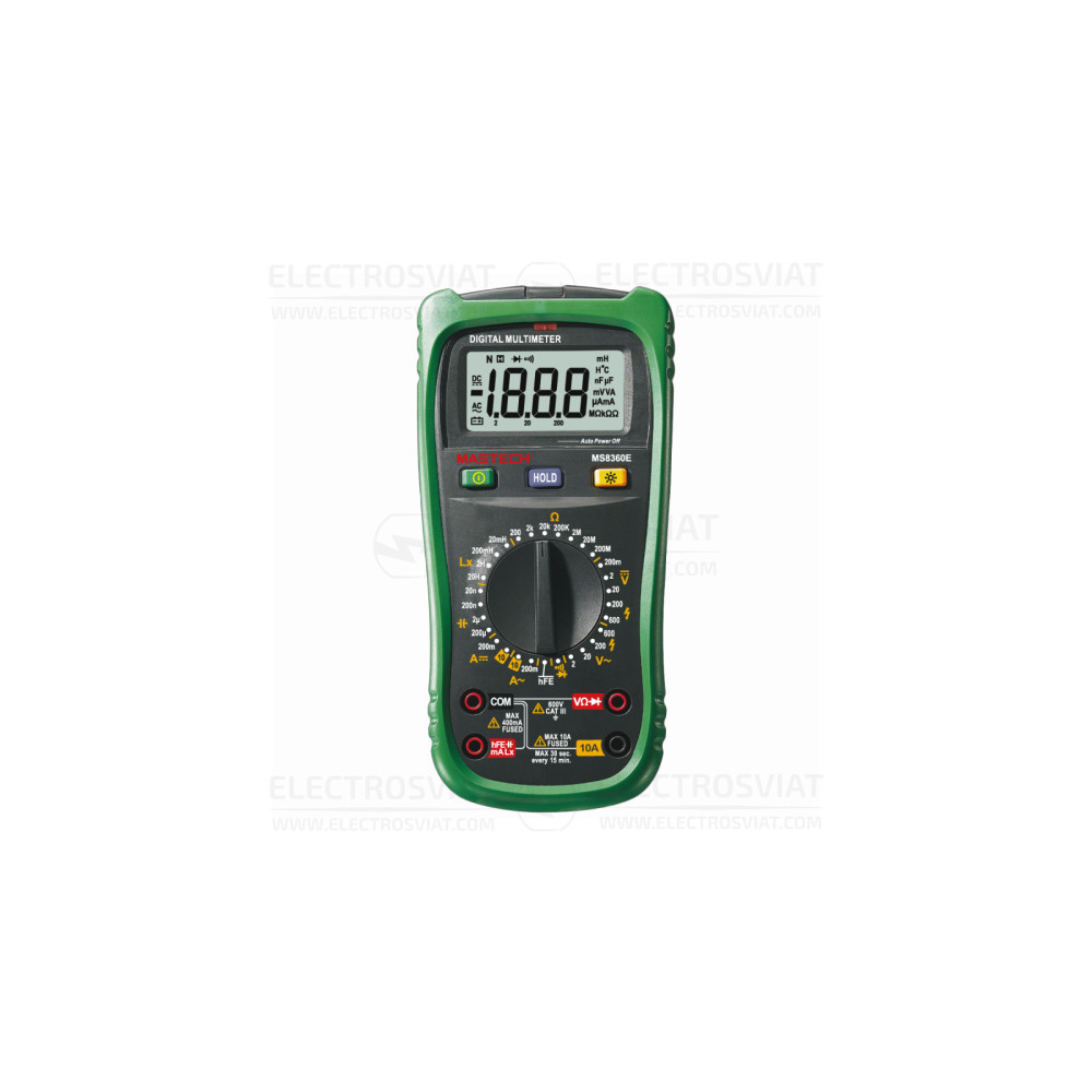 ЦИФРОВ МУЛТИЦЕТ, LCD(2000), VDC, VAC, ADC, AAC, OHM, F, H, HFE, MS8360E