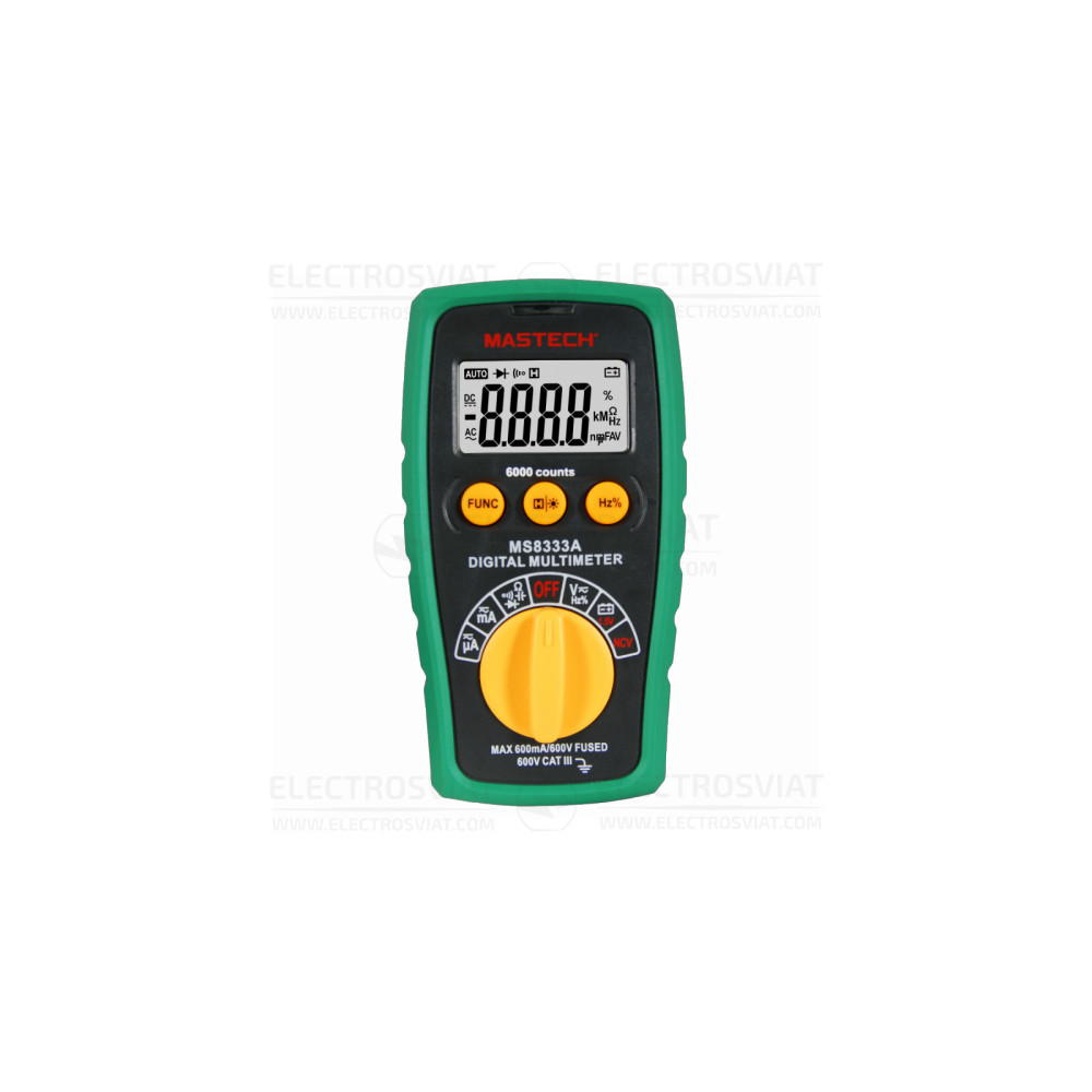 ЦИФРОВ МУЛТИЦЕТ, LCD(6000), VDC, VAC, ADC, AAC, OHM, F, HZ, MS8333A