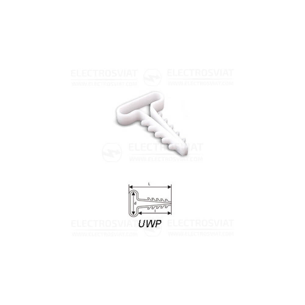 ДЮБЕЛ-СКОБА (ФИБА) UWO-6 ЗА КАБЕЛИ ДО Ф6 БЯЛ RAL 9010
