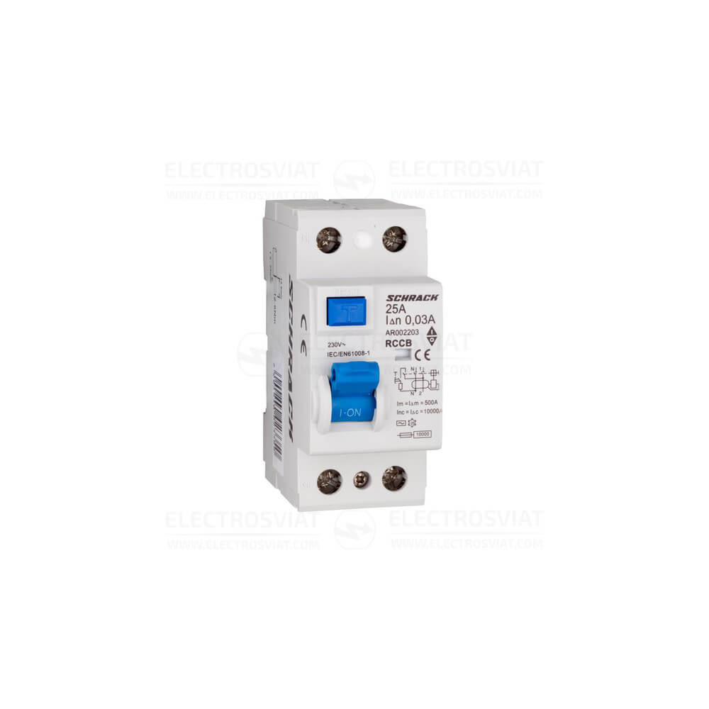 ДЕФЕКТНО ТОКОВА ЗАЩИТА AMPARO 10KA, 25A, 2P, 30MA, ТИП AC