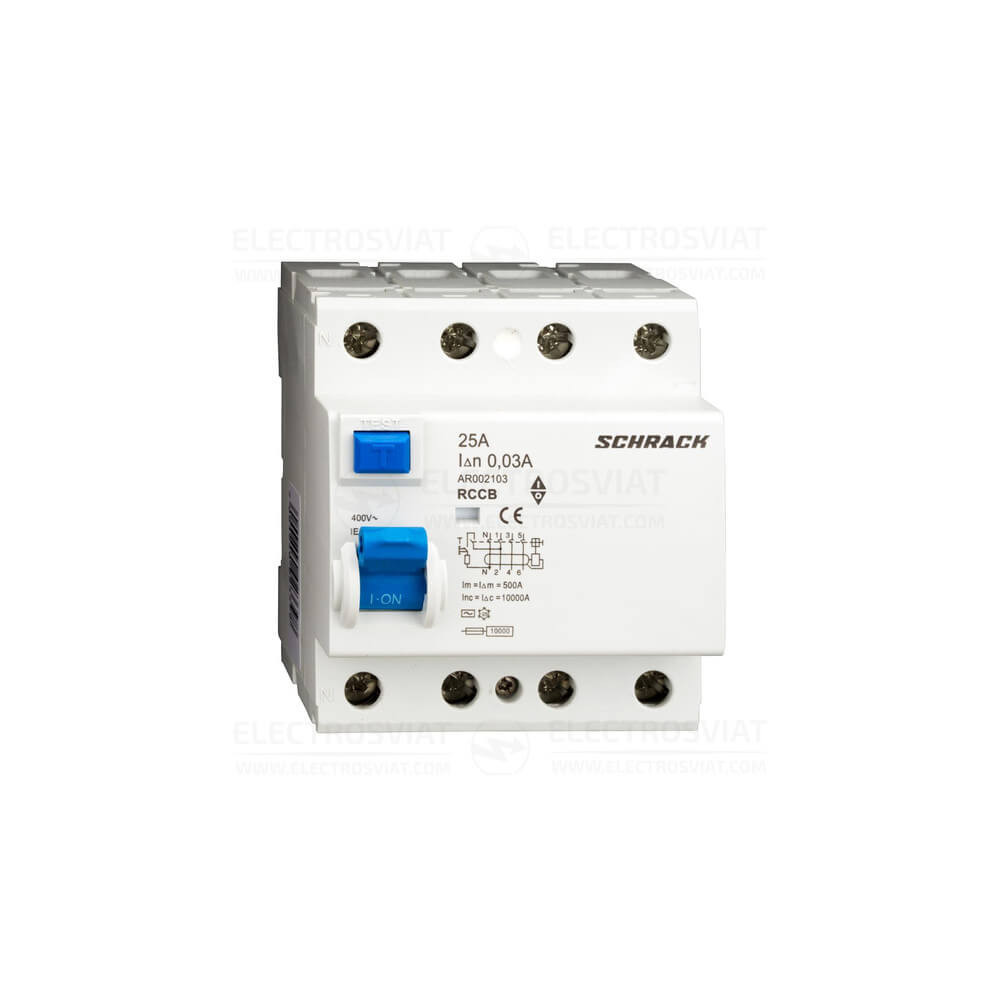 ДЕФЕКТНО ТОКОВА ЗАЩИТА AMPARO 10KA, 25A, 4P, 30MA, ТИП AC