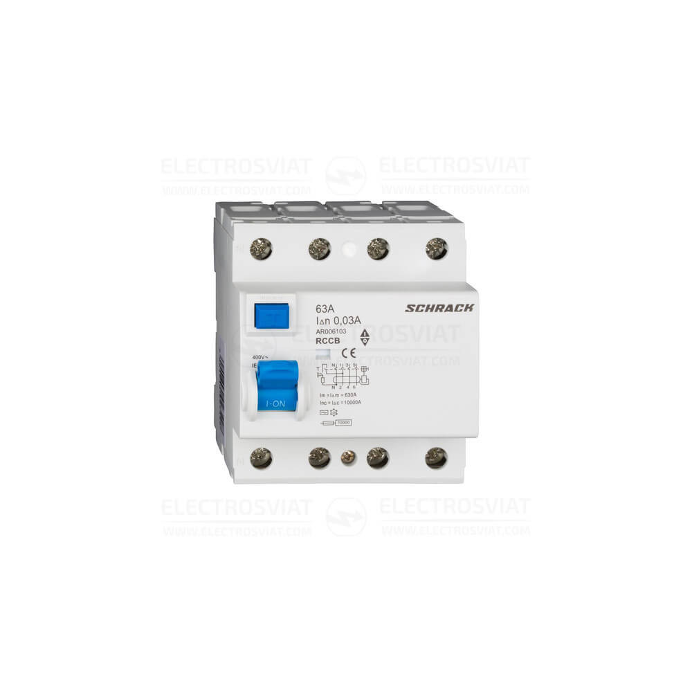 ДЕФЕКТНО ТОКОВА ЗАЩИТА AMPARO 10KA, 63A, 4P, 30MA, ТИП AC