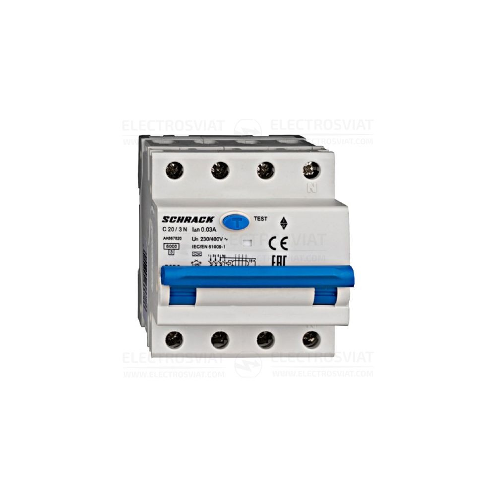 КОМБИНИРАН АП + ДТЗ 3+N, AMPARO, 6KA, C 20A, 30MA, ТИП A