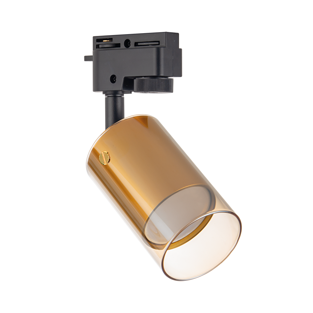 ТЯЛО ЗА РЕЛСОВ МОНТАЖ, СТЪКЛЕНО, ДВУПРОВОДНО, GU10, 220-240V AC, IP20, ЗЛАТО