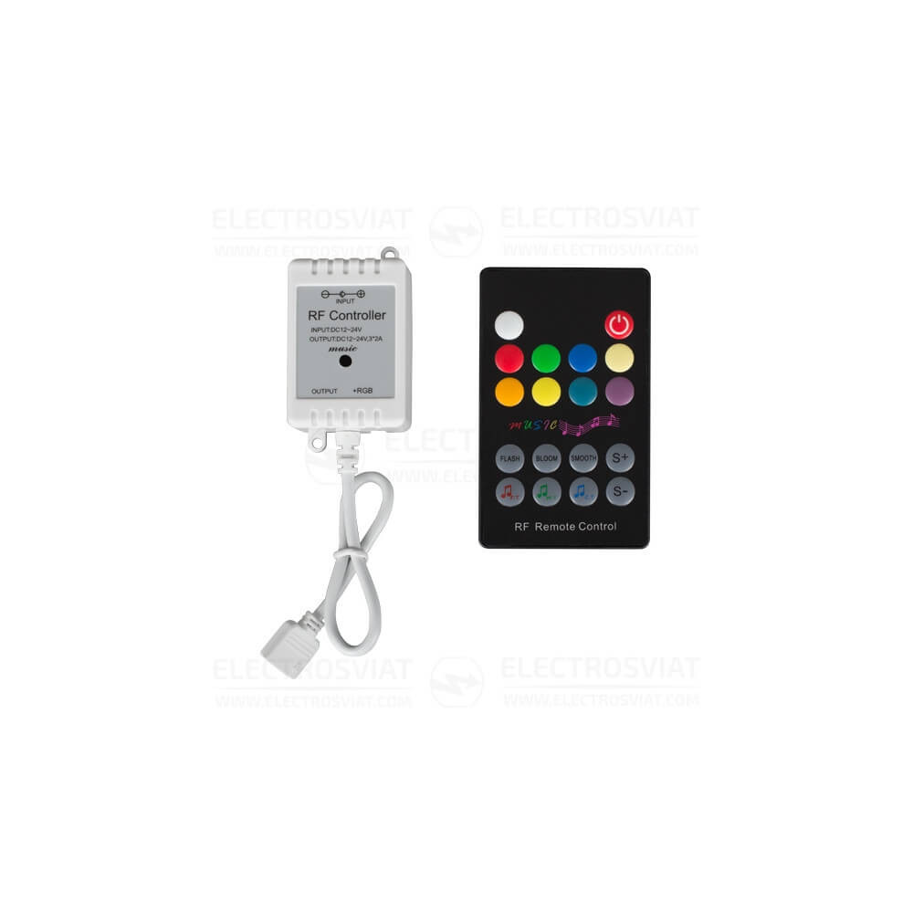 RF МУЗИКАЛЕН КОНТРОЛЕР ЗА RGB LED ОСВЕТЛЕНИЕ, 6A, 12-24V DC, 72W