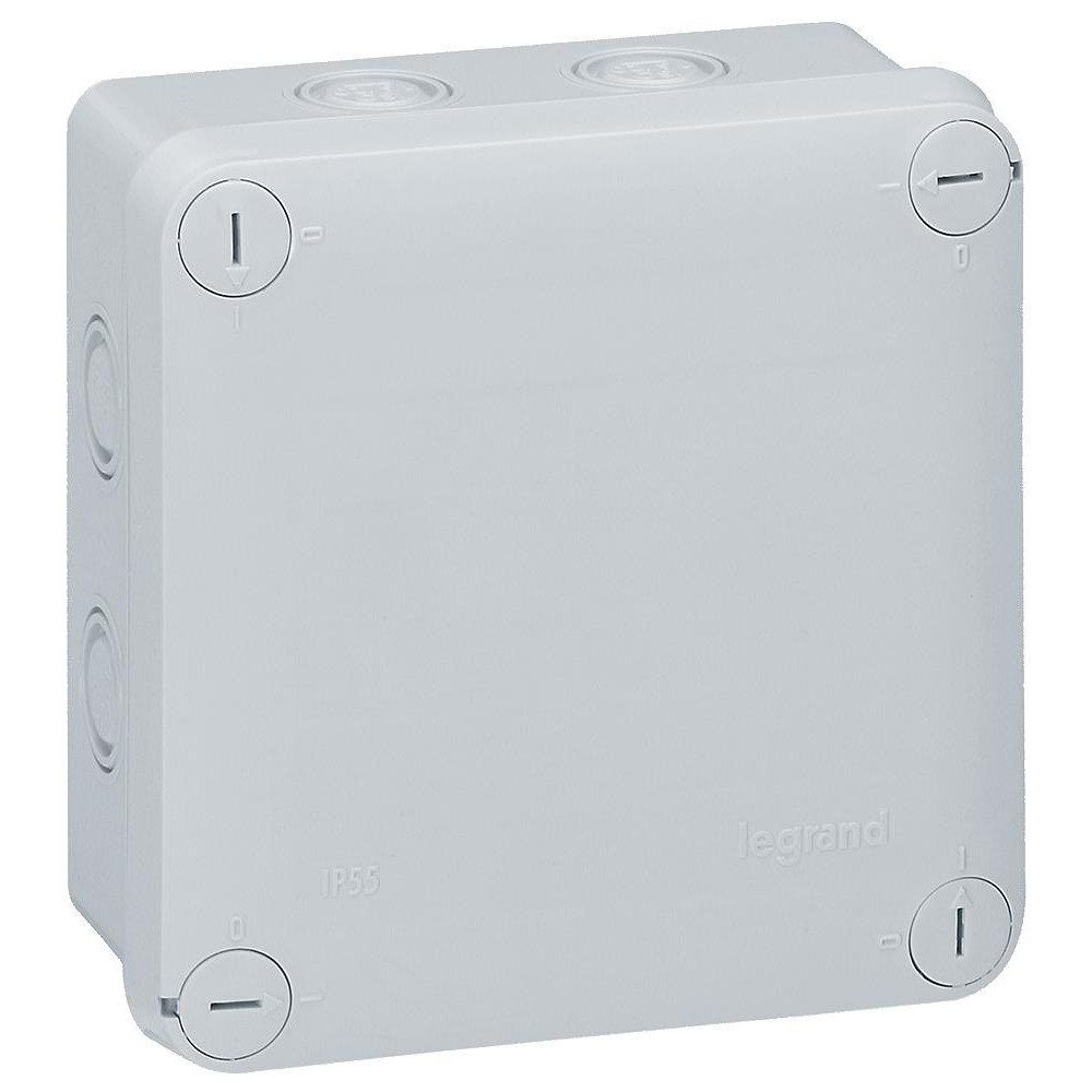 Разклонителна кутия открит монтаж 105x105x55мм гладка IP55 цвят Сив Plexo Legrand