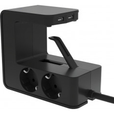 Разклонител ЧЕРЕН 4х2P+E с кабел 1.5 метра и 2хUSB тип A 3.4A 17W U-POWER Corner Legrand
