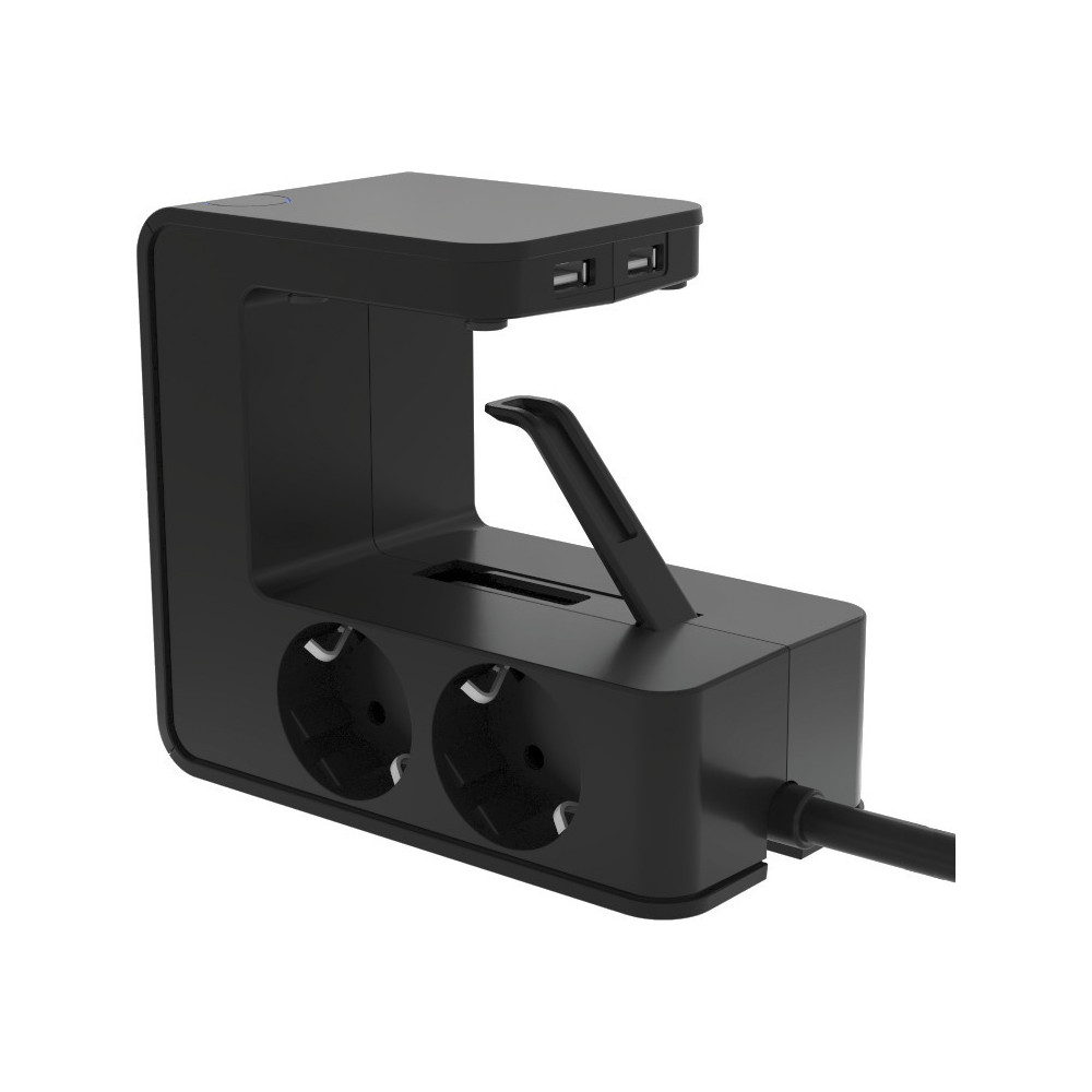 Разклонител ЧЕРЕН 4х2P+E с кабел 1.5 метра и 2хUSB тип A 3.4A 17W U-POWER Corner Legrand