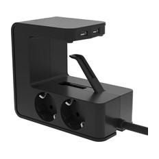 Разклонител ЧЕРЕН 4х2P+E с кабел 1.5 метра и 2хUSB тип A 3.4A 17W U-POWER Corner Legrand