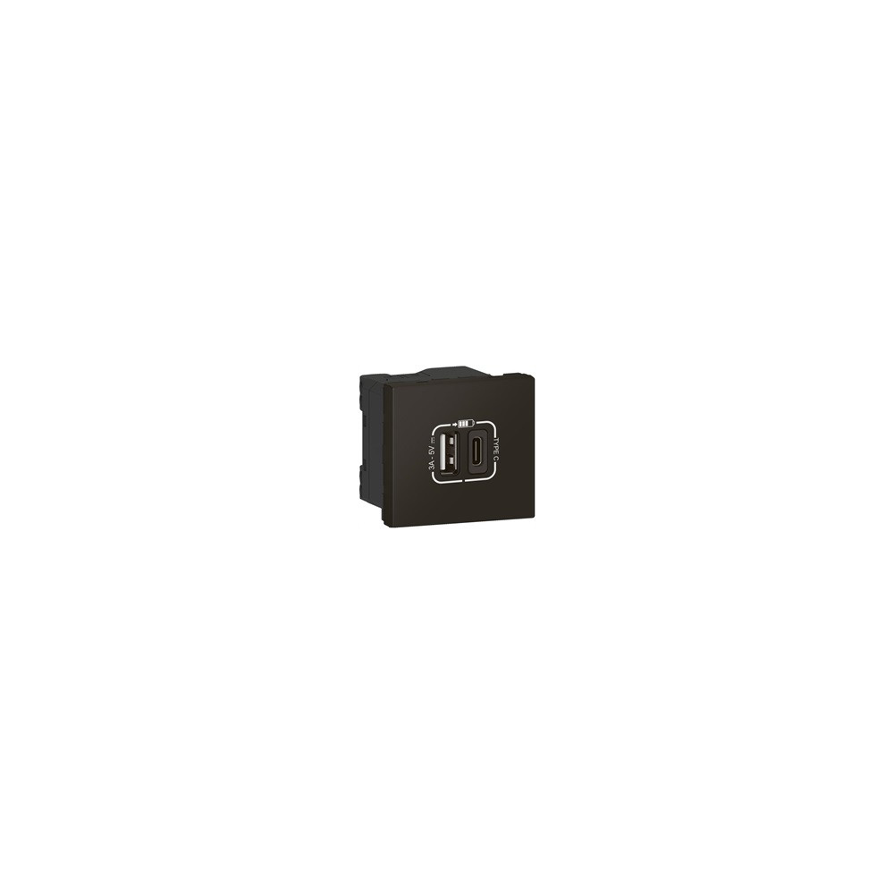 Розетка 2хUSB за зареждане тип A+C 3A 15W 2 мод. цвят Черен Mosaic Legrand