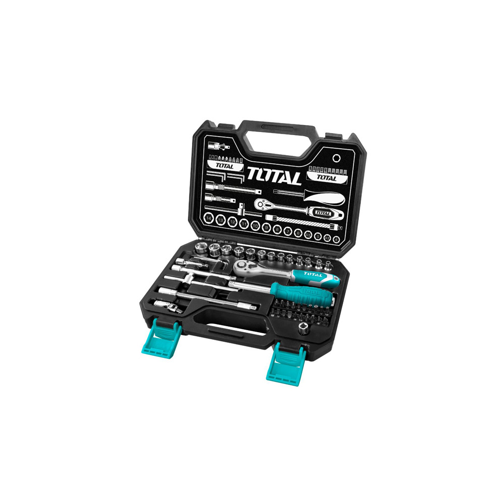 Комплeкт тресчотка и вложки TOTAL INDUSTRIAL, 1/4 ", 45 части