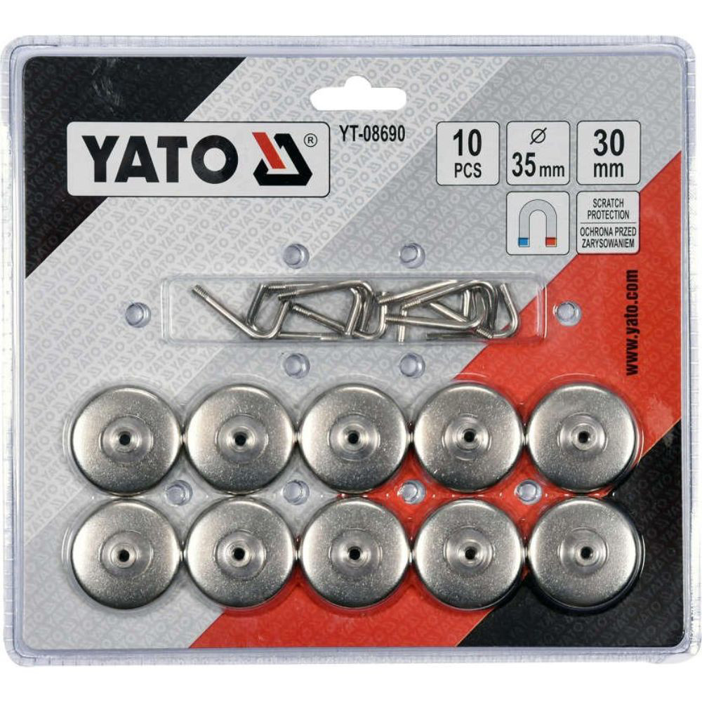 Магнити куки - закачалки YATO, 35 x 30 мм, 10 бр Магнити куки - закачалки YATO, 35 x 30 мм, 10 бр