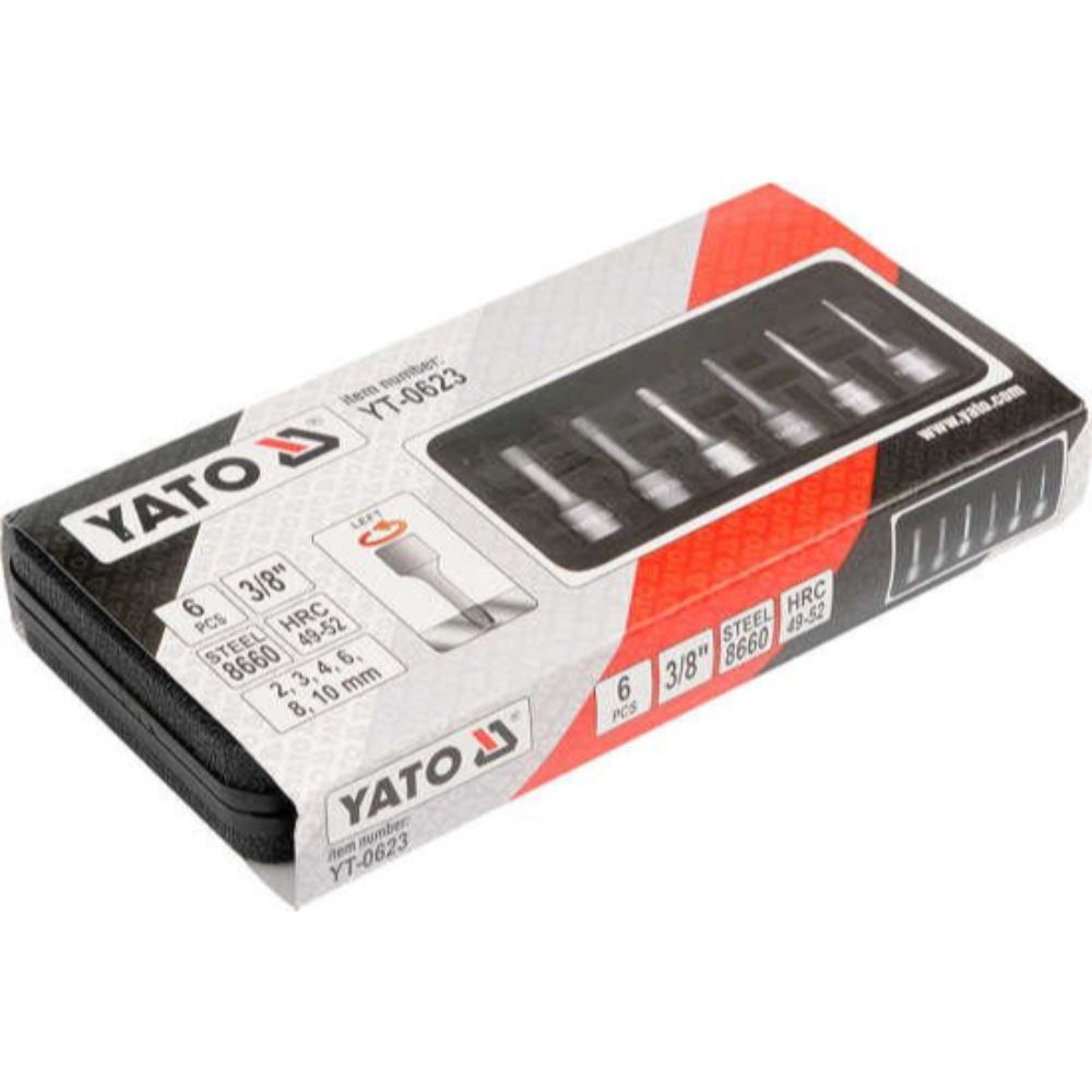 Комплект за изваждане на скъсани болтове YATO, 3/8", 6 части Комплект за изваждане на скъсани болтове YATO, 3/8", 6 части
