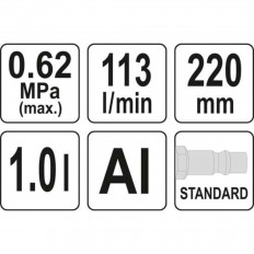Почистващ пистолет YATO, 1000 ml, 6.2 Bar
