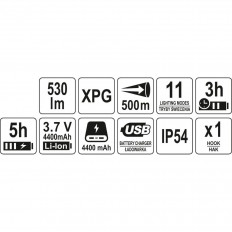 Mултифункционален прожектор YATO, CREE XPG LED, 530 lm