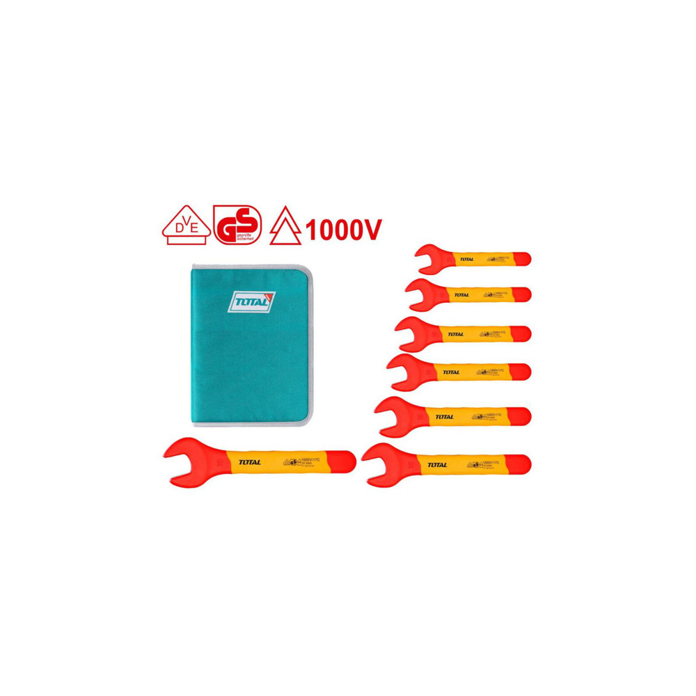 Комплект гаечни ключове VDE, TOTAL Industrial, SW 8 - 19 мм, 7 части Комплект гаечни ключове VDE, TOTAL Industrial, SW 8 - 19 мм, 7 части