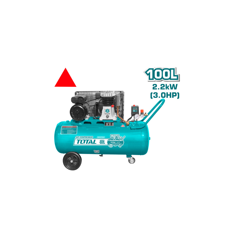 Бутален компресор TOTAL INDUSTRIAL, 100 L, 2200 W Бутален компресор TOTAL INDUSTRIAL, 100 L, 2200 W