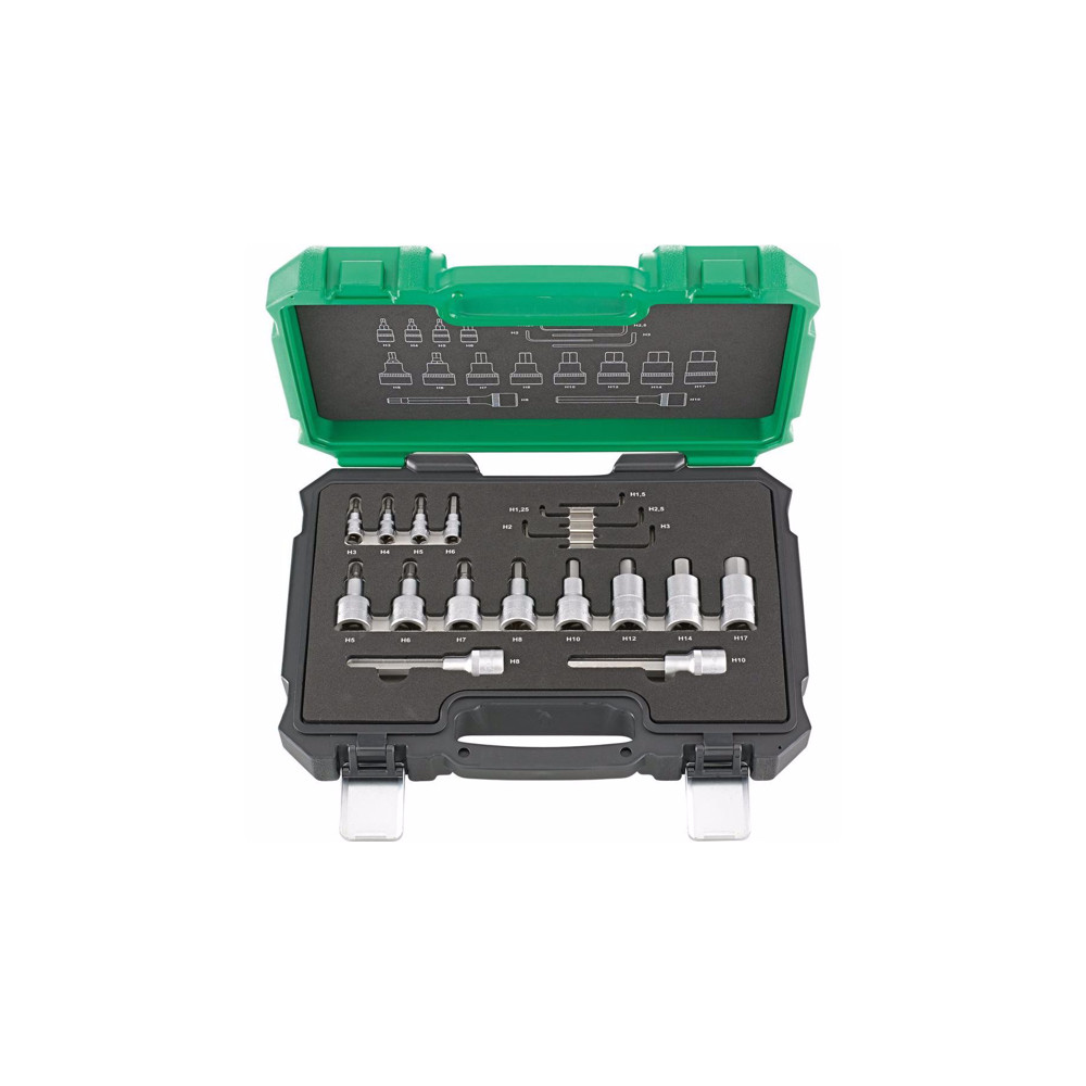 Комплект вложки и ключове в куфар, 1/4" и 1/2" 19 части, FORTIS Комплект вложки и ключове в куфар, 1/4" и 1/2" 19 части, FORTIS