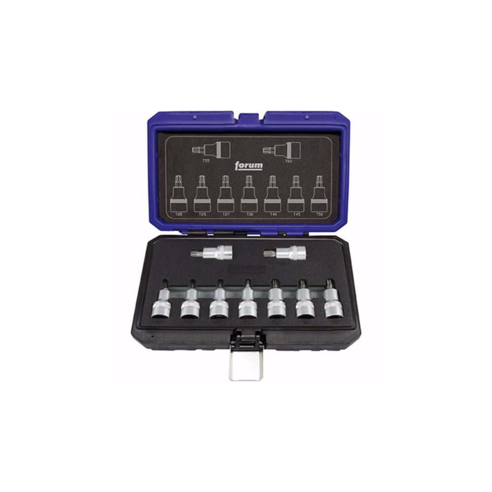 Комплект бит вложки TORX 1/2", FORUM, 9 броя Комплект бит вложки TORX 1/2", FORUM, 9 броя