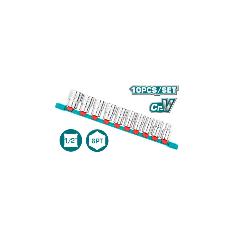 Комплект вложки TOTAL INDUSTRIAL, CrV, 1/2", 10 части Комплект вложки TOTAL INDUSTRIAL, CrV, 1/2", 10 части