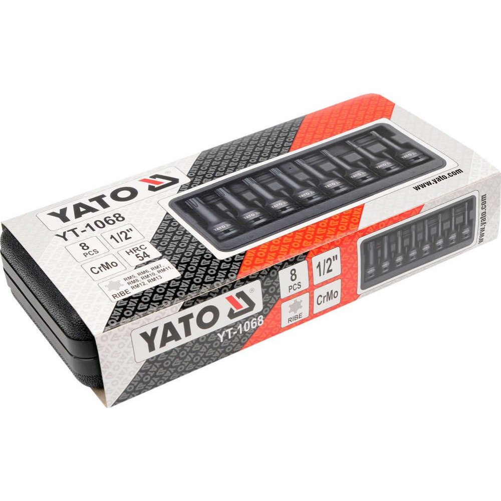 Комплект ударни вложки YATO, TORX Ribe, 1/2", 8 части Комплект ударни вложки YATO, TORX Ribe, 1/2", 8 части