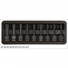 Комплект ударни вложки YATO, TX многостен, 1/2", 9 части
