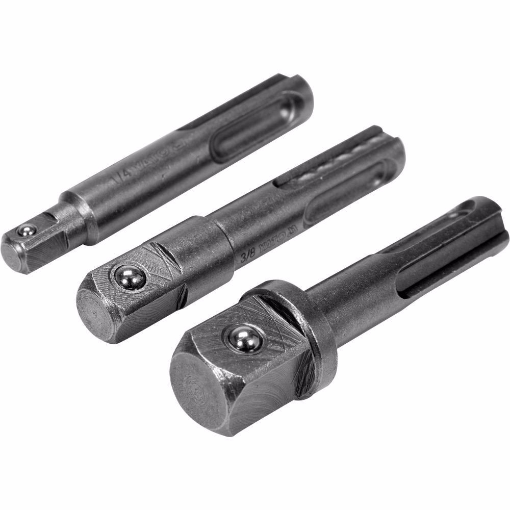 Комплект адаптори SDS+ за вложки, 1/4", 3/8", 1/2", YATO, 3 части Комплект адаптори SDS+ за вложки, 1/4", 3/8", 1/2", YATO, 3 части