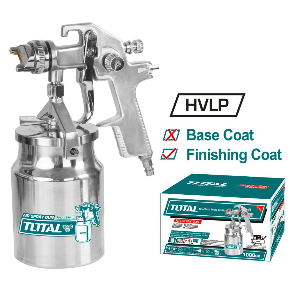 Пистолет за боядисване TOTAL Industrial, HVLP, 1000 ml Пистолет за боядисване TOTAL Industrial, HVLP, 1000 ml