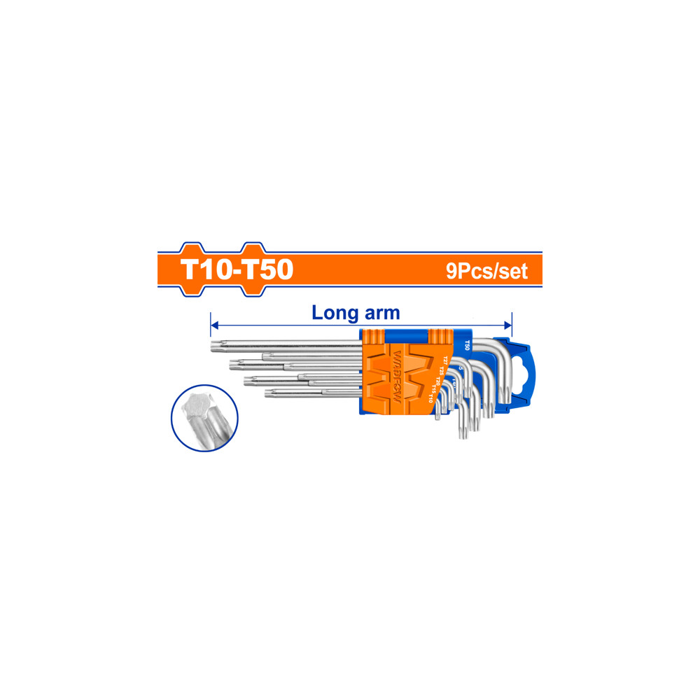 Комплект Г-образни ключове WADFOW, TORX, T10-T50, 9 броя Комплект Г-образни ключове WADFOW, TORX, T10-T50, 9 броя