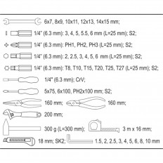 Чанта с инструменти YATO, YT 39280, 44 части