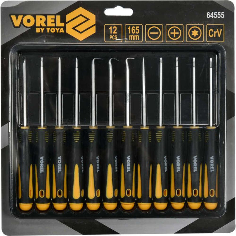 Комплект прецизни отвертки и куки VOREL 64555, 12 части Комплект прецизни отвертки и куки VOREL 64555, 12 части