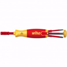 Отвертка с бит държач VDE 1000V, WIHA, 1/4", PH, PZ, SL, 6 бита