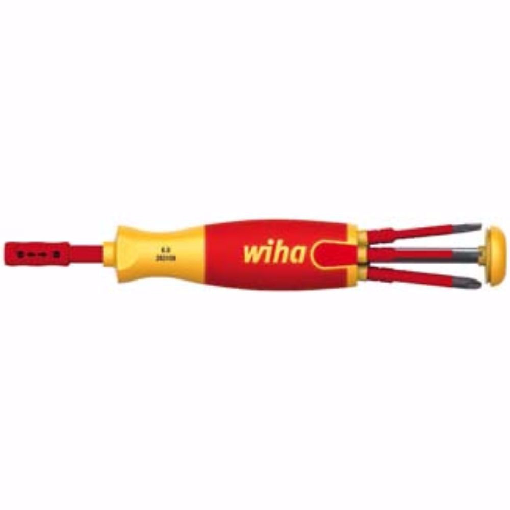 Отвертка с бит държач VDE 1000V, WIHA, 1/4", PH, PZ, SL, 6 бита Отвертка с бит държач VDE 1000V, WIHA, 1/4", PH, PZ, SL, 6 бита