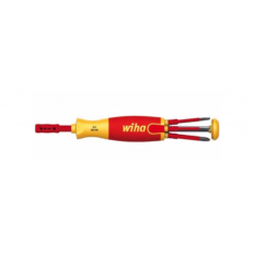 Отвертка с бит държач VDE 1000V, WIHA, 1/4", PH, PZ, SL, 6 бита