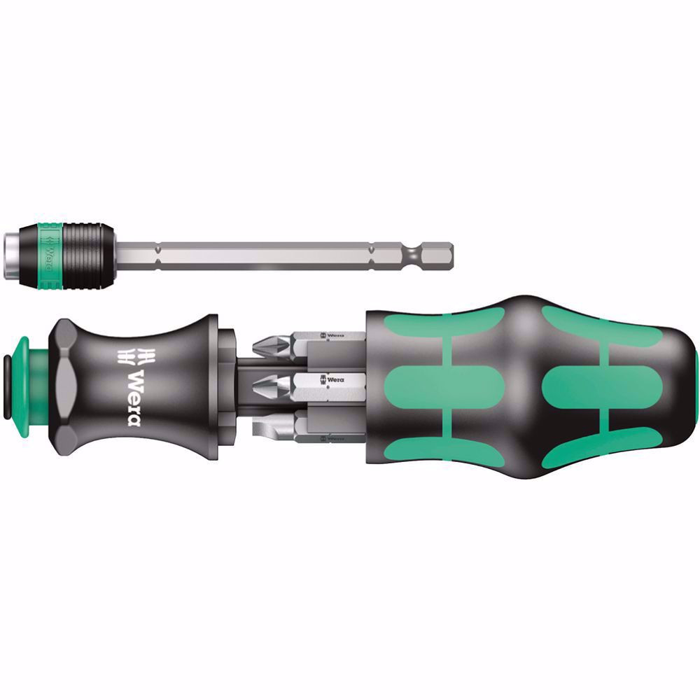 Отвертка с бит държач WERA, 1/4", SL, PH, PZ, 6 бита Отвертка с бит държач WERA, 1/4", SL, PH, PZ, 6 бита