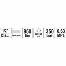 Пневматичен ударен гайковерт YATO 09531, 1/2", 850 Nm